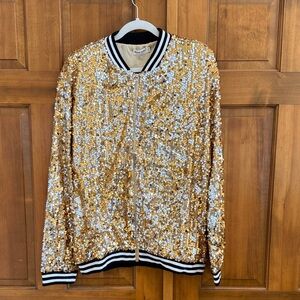 Gold Sequin Bomber Jacket